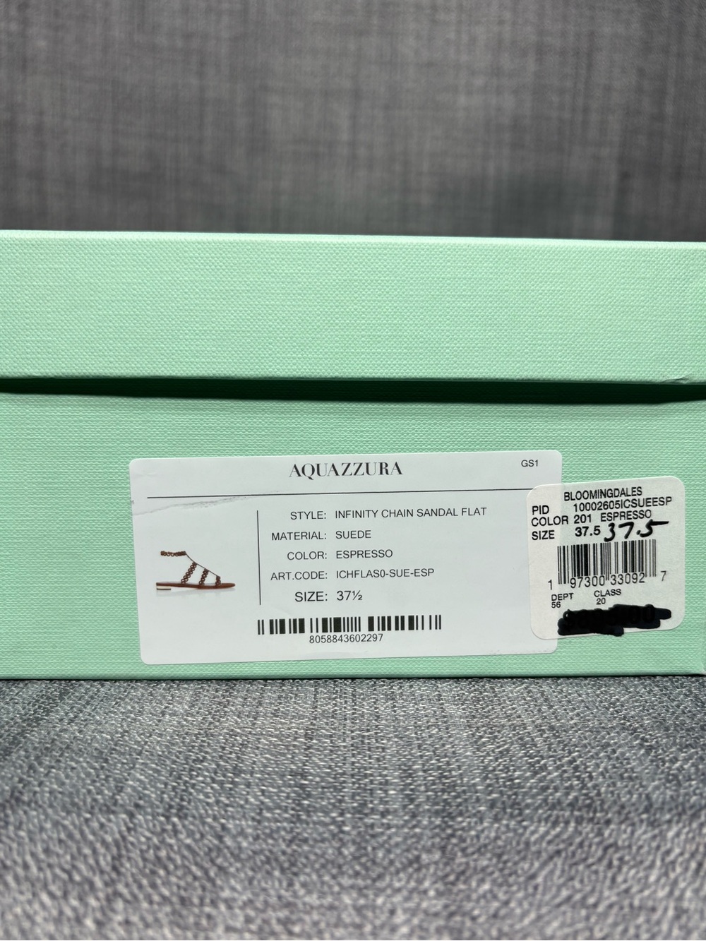 Aquazurra Women’s Infinity Chain Sandals Flat Esspresso Suede Size EU 37.5 - Picture 9 of 9